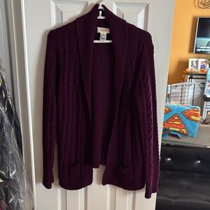 Talbots Women's Cable Knit Cardigan - Magenta